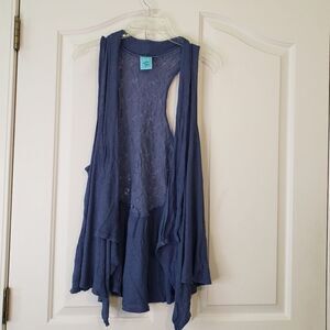 h.i.p Blue Sleeveless Lace Vest